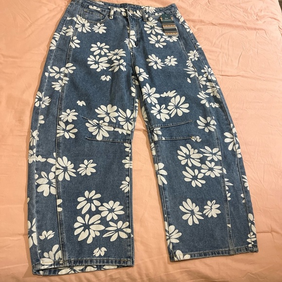 New Collection Ked Women Laser Daisy Flower Barrel Jeans Hippy Boho Slouchy Sz16 - Picture 3 of 8